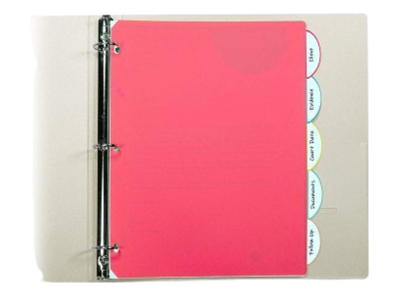 1InTheOffice Plastic Binder Dividers for 3 Ring Binder 8.5 x 11, 5 Tab Poly Index Dividers, 5 Tab Set, Assorted Colors, 2 Pack - Image 4